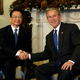 Bush shakes hands with Wen at the Oval office on Dec. 9, 2003.